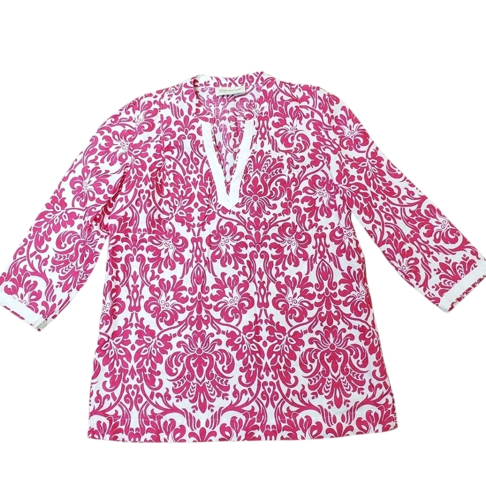 Jones New York Sport Pink and White Linen Tunic. 14. #303